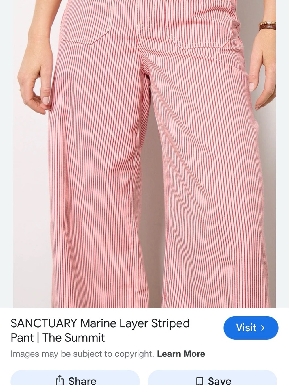 Sanctuary Red  and White Striped Wide Leg Pants